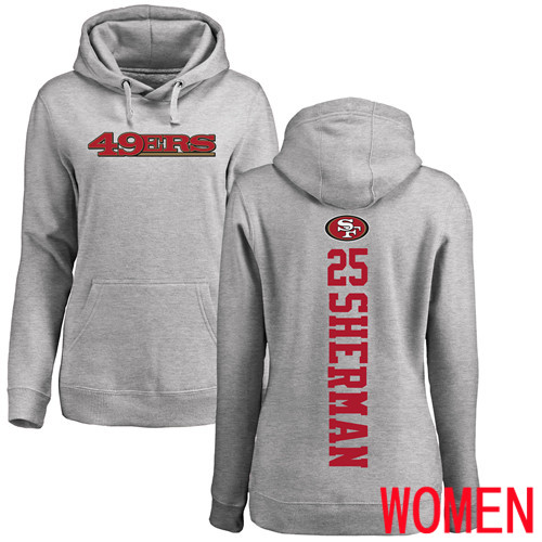 San Francisco 49ers Ash Women Richard Sherman Backer #25 Pullover NFL Hoodie Sweatshirts->women nfl jersey->Women Jersey